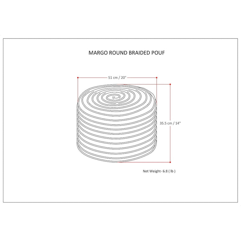 Pouf rond bohème en jute tressé et coton