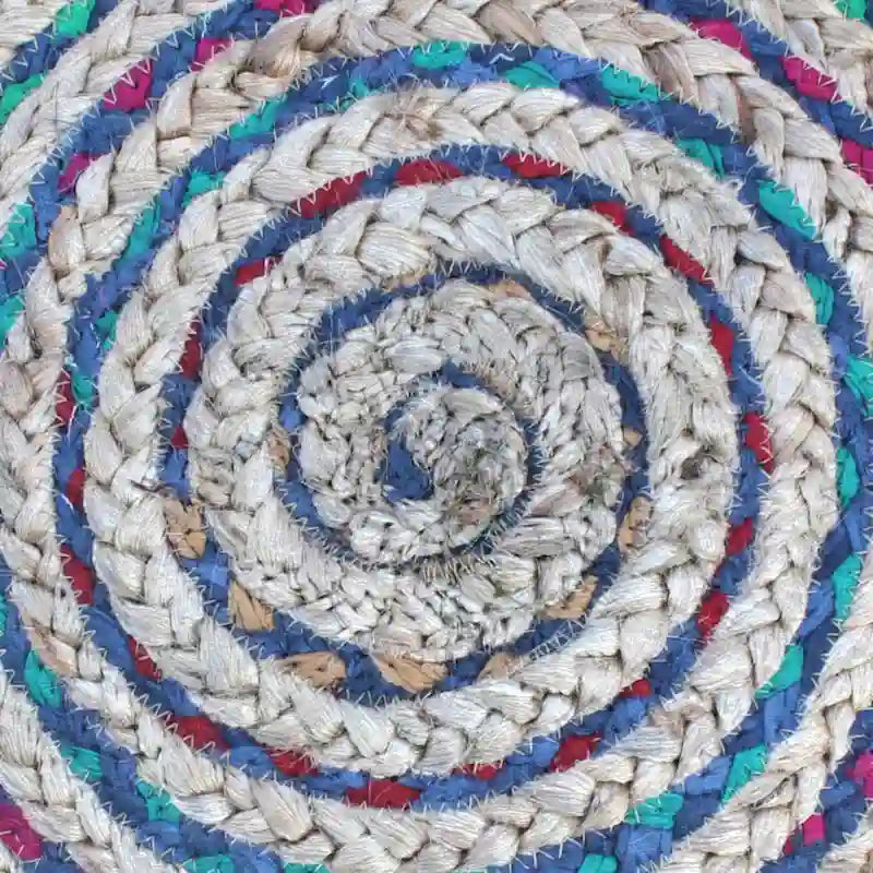 Pouf rond bohème en jute tressé et coton