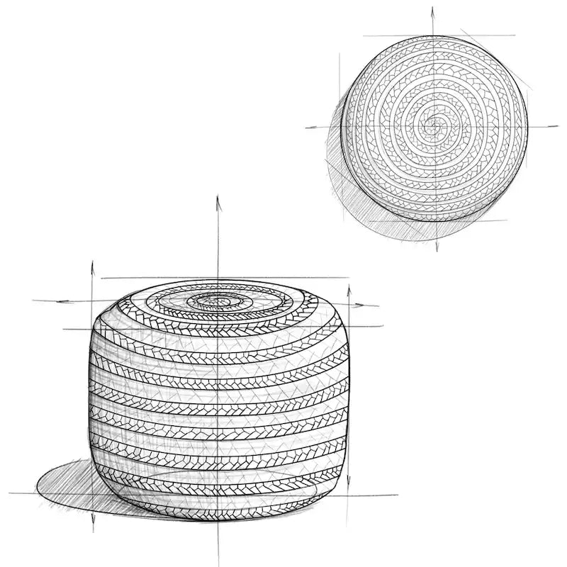 Pouf rond bohème en jute tressé et coton