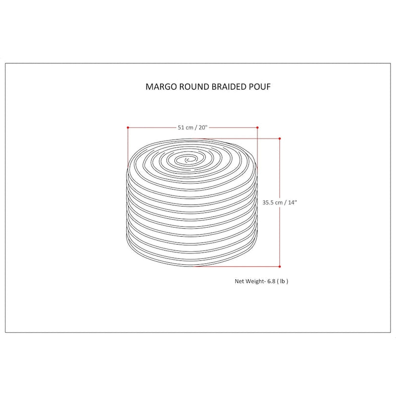 Pouf rond bohème en jute tressé et coton