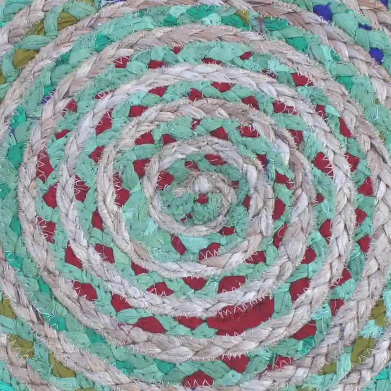 Pouf rond bohème en jute tressé et coton