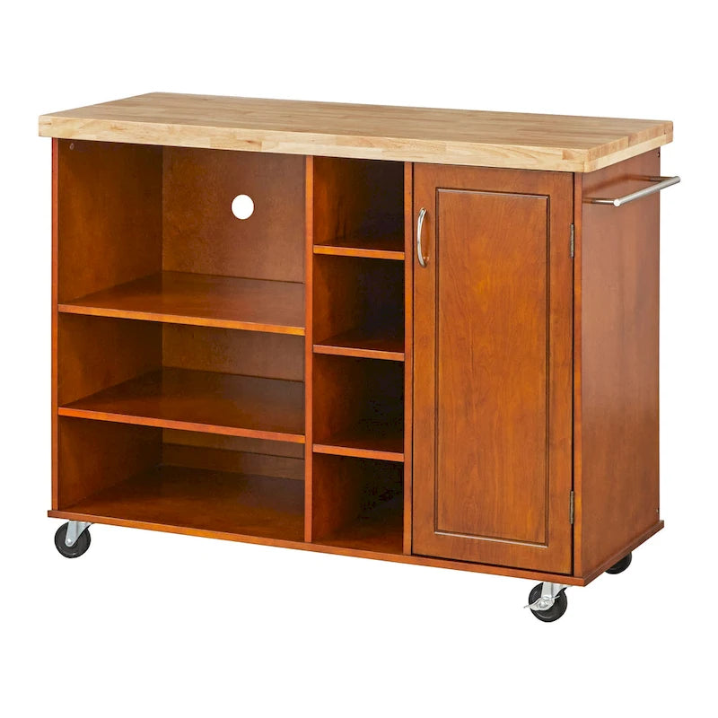 Chariot de rangement à roulettes pour micro-ondes avec armoire et étagères