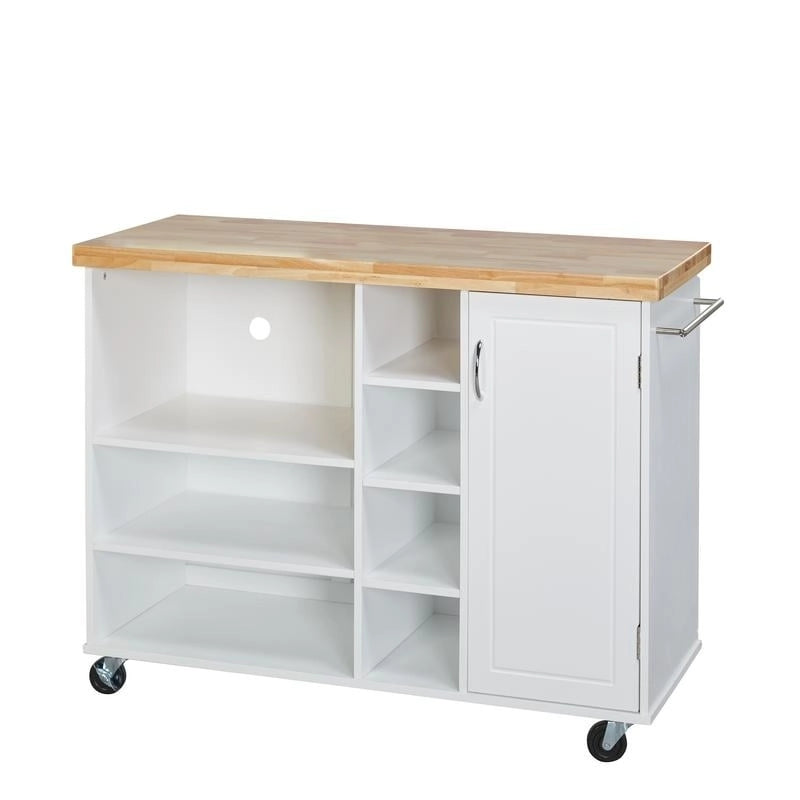 Chariot de rangement à roulettes pour micro-ondes avec armoire et étagères