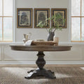 Table de salle à manger sur pied de style ferme avec plateau en bois de chêne