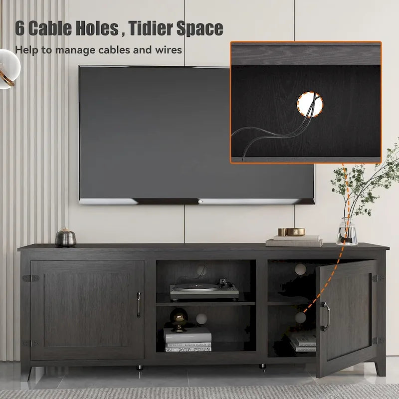 Meuble TV/console en bois pour téléviseurs jusqu'à 80 pouces