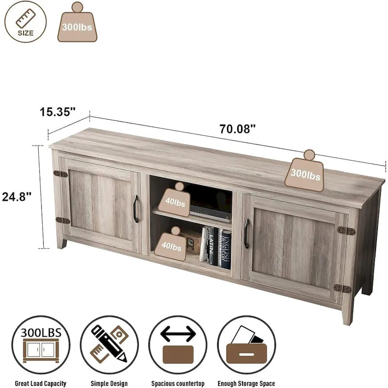 Meuble TV/console en bois pour téléviseurs jusqu'à 80 pouces