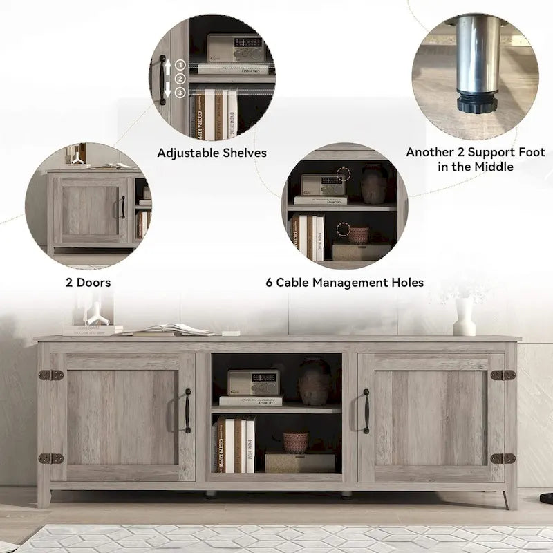 Meuble TV/console en bois pour téléviseurs jusqu'à 80 pouces
