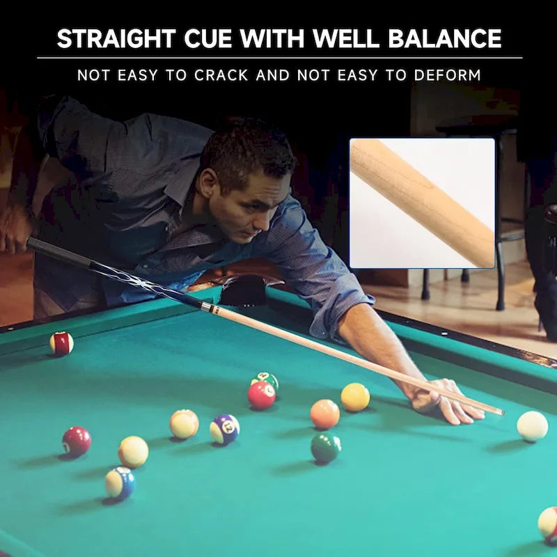 Canne de billard de 58 po en érable canadien massif, en 2 pièces