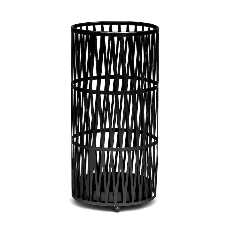 Porte-parapluies rond en métal or/noir avec égouttoir