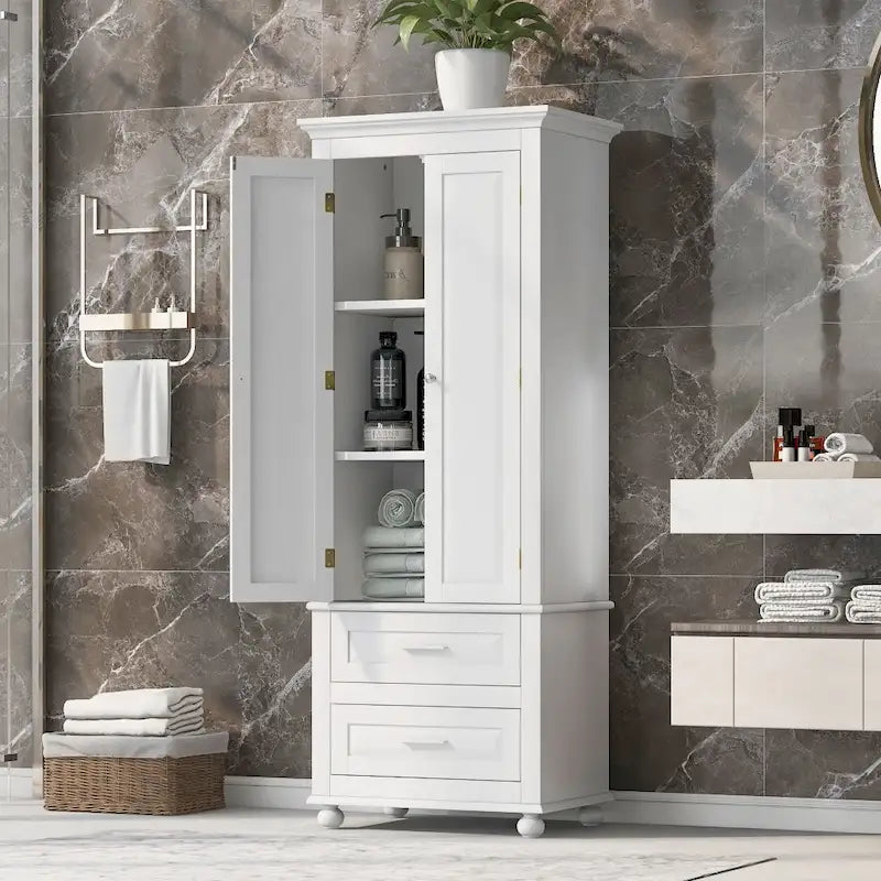 Meuble de rangement blanc avec 3 tiroirs et une étagère réglable