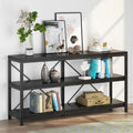 Meuble TV console à 3 niveaux avec étagères de rangement, table de canapé
