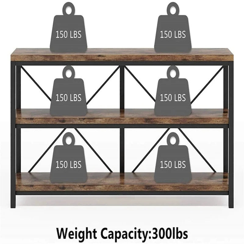 Meuble TV console à 3 niveaux avec étagères de rangement, table de canapé