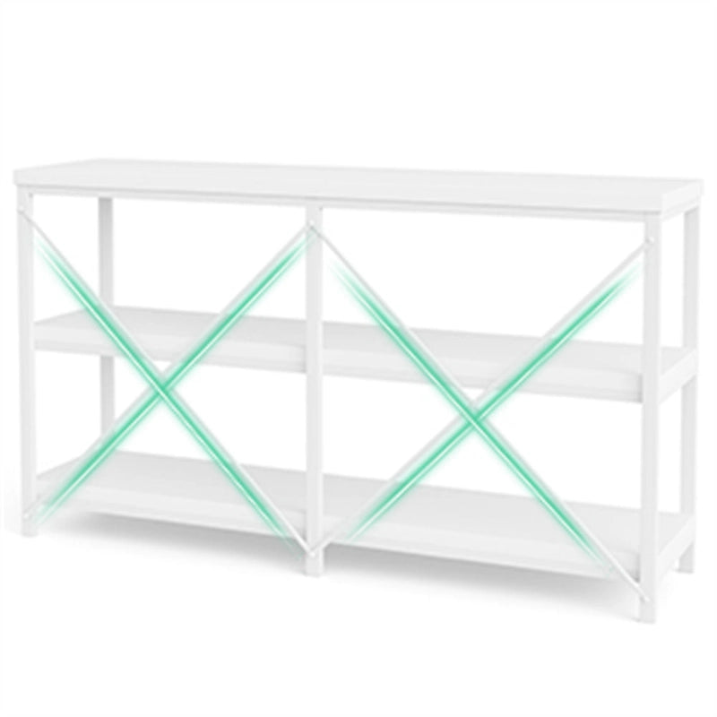 Meuble TV console à 3 niveaux avec étagères de rangement, table de canapé
