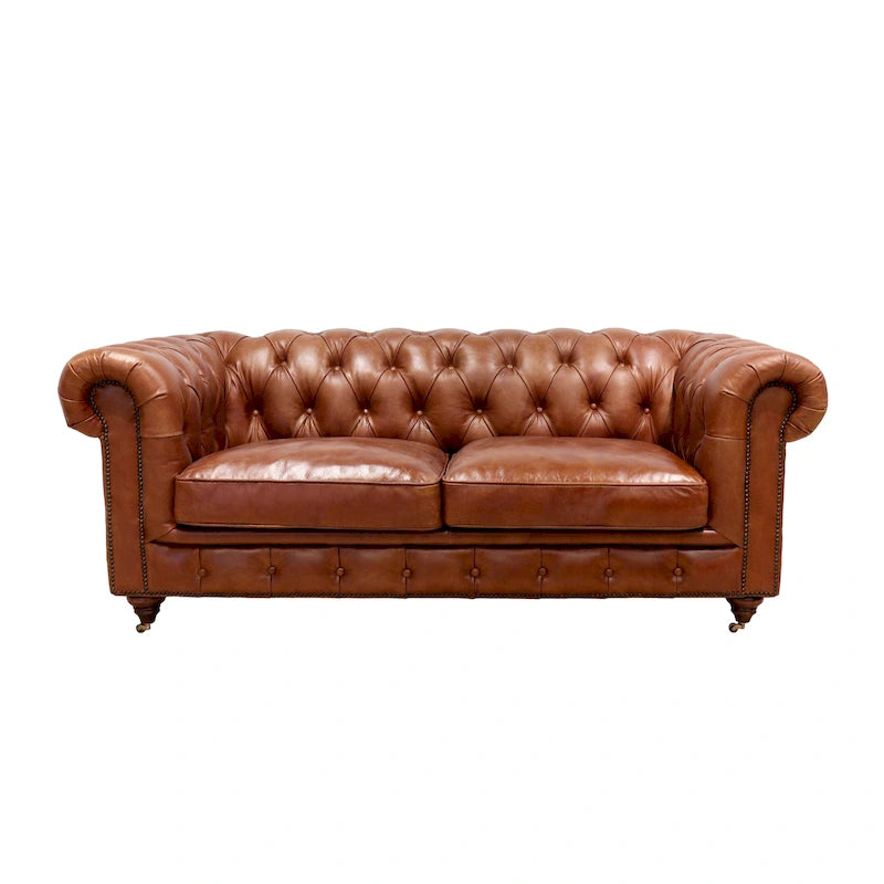 Canapé/fauteuil Chester Bay capitonné en cuir véritable