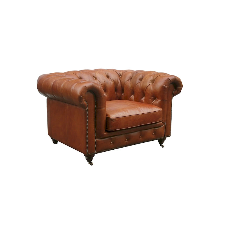 Canapé/fauteuil Chester Bay capitonné en cuir véritable