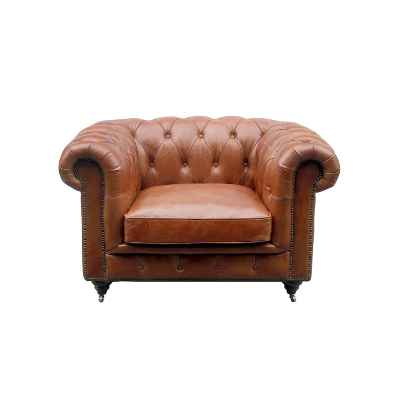 Canapé/fauteuil Chester Bay capitonné en cuir véritable