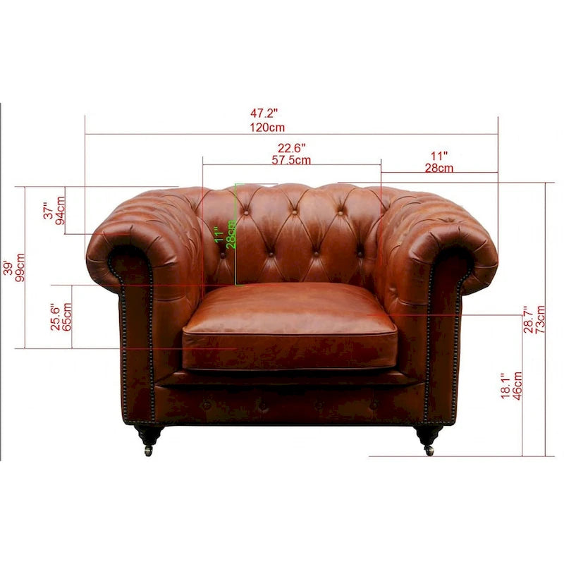 Canapé/fauteuil Chester Bay capitonné en cuir véritable