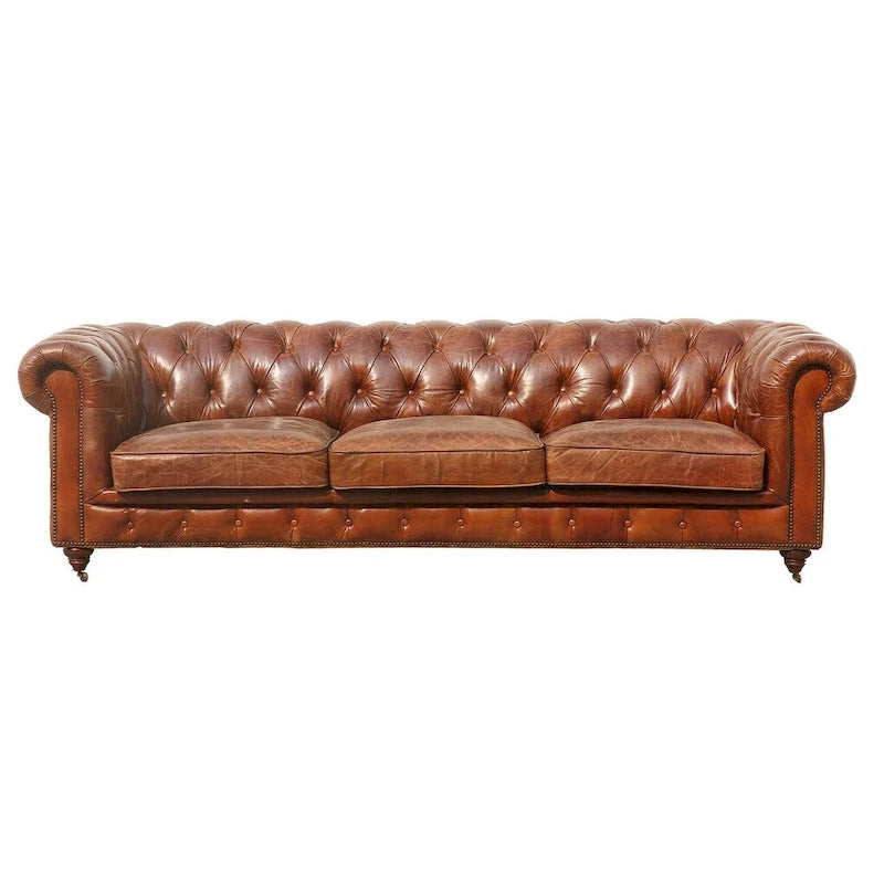 Canapé/fauteuil Chester Bay capitonné en cuir véritable