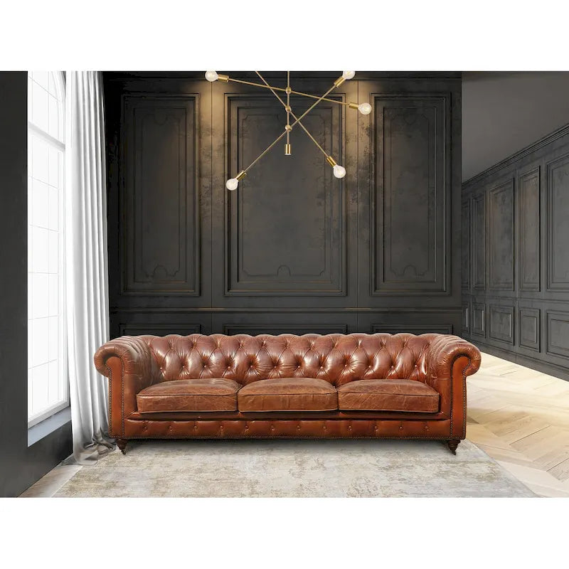 Canapé/fauteuil Chester Bay capitonné en cuir véritable