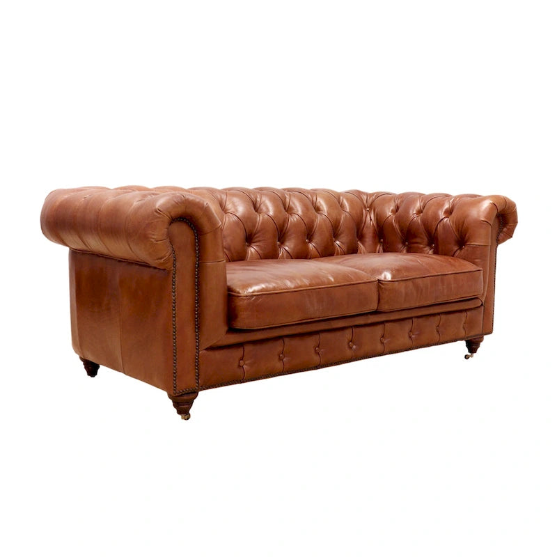 Canapé/fauteuil Chester Bay capitonné en cuir véritable
