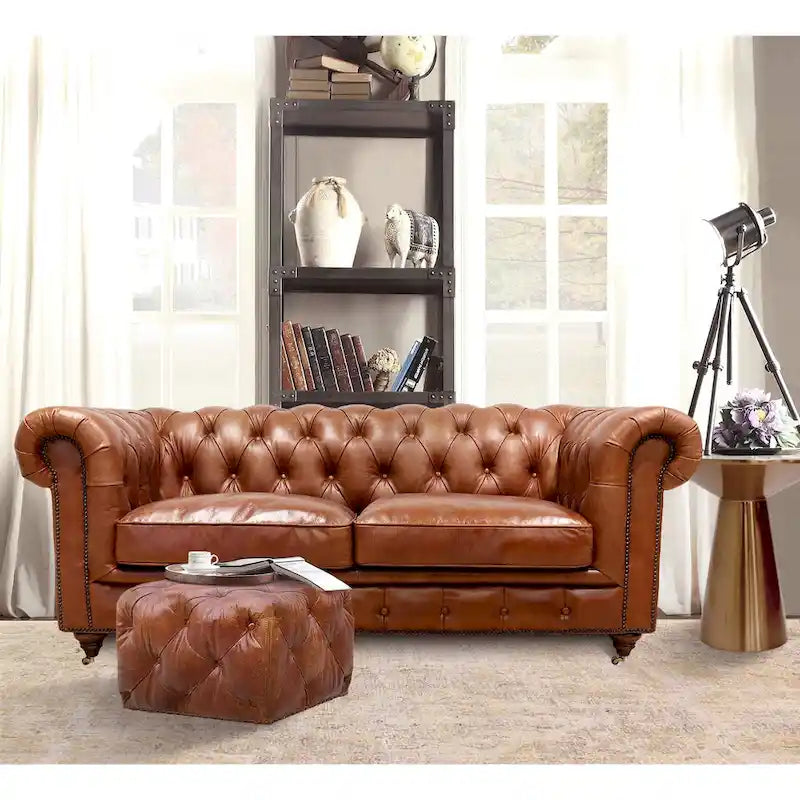 Canapé/fauteuil Chester Bay capitonné en cuir véritable