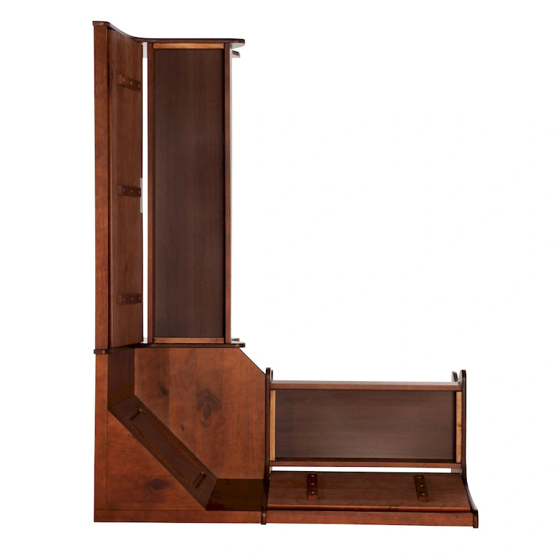 Banc d'angle en noyer foncé