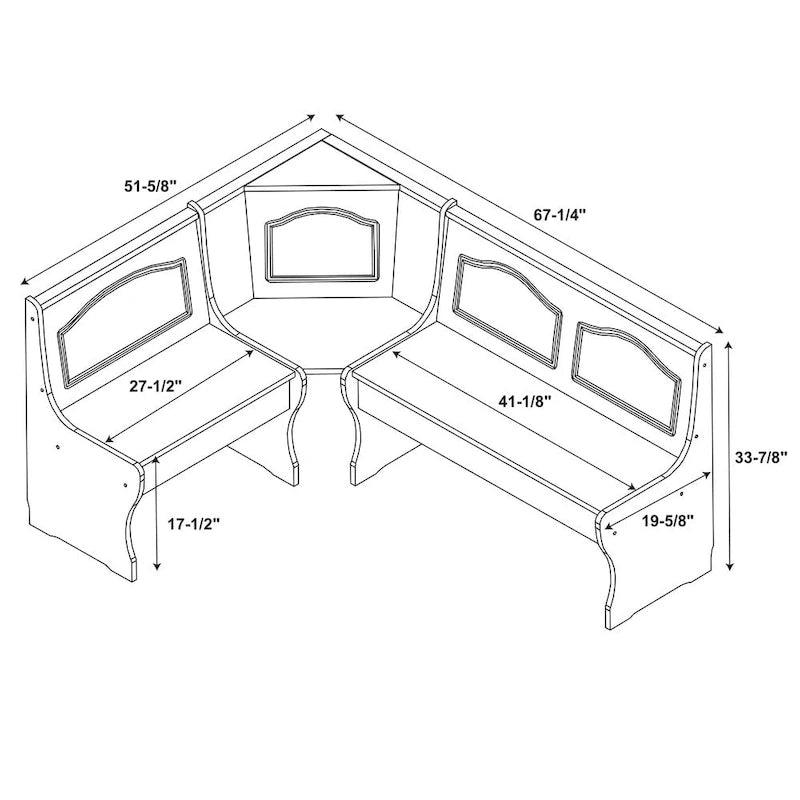 Banc d'angle en noyer foncé