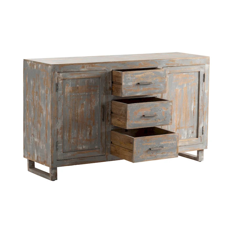 Table de salle à manger ronde en pin rustique avec base en X