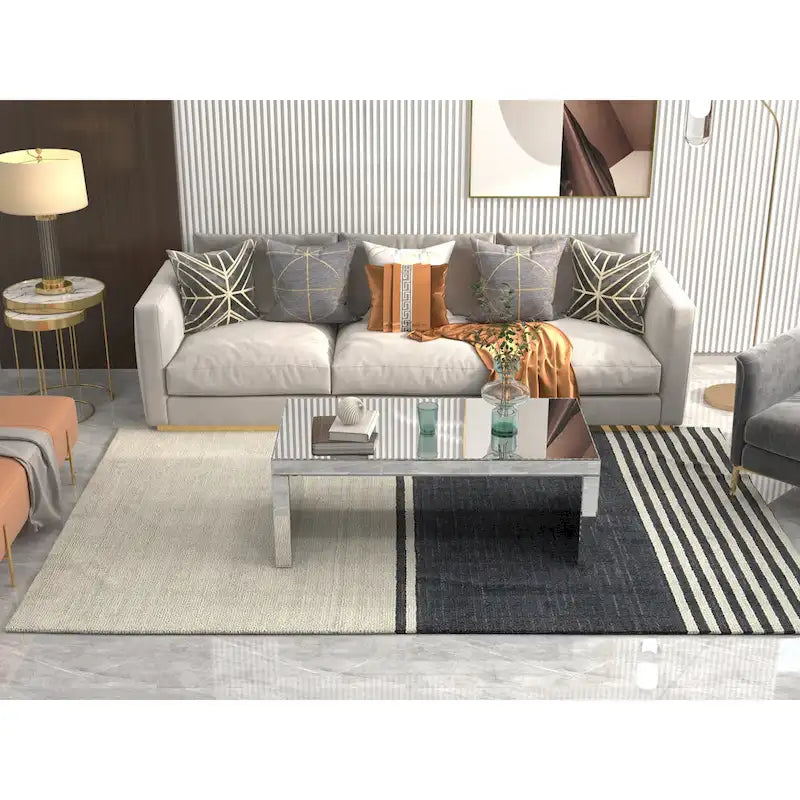 Table basse rectangulaire en verre miroir Glam Argent