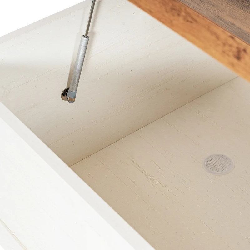 Table basse de ferme avec plateau relevable à charnière et rangement