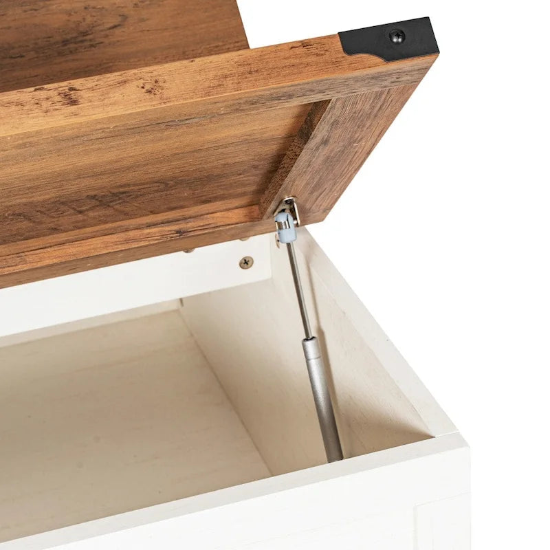 Table basse de ferme avec plateau relevable à charnière et rangement