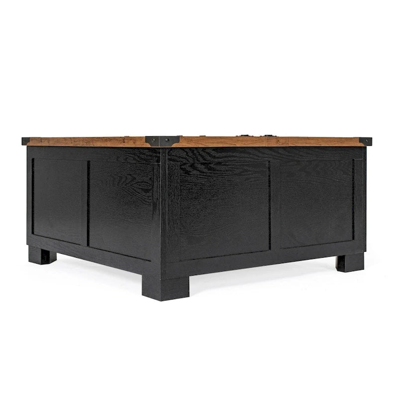 Table basse de ferme avec plateau relevable à charnière et rangement