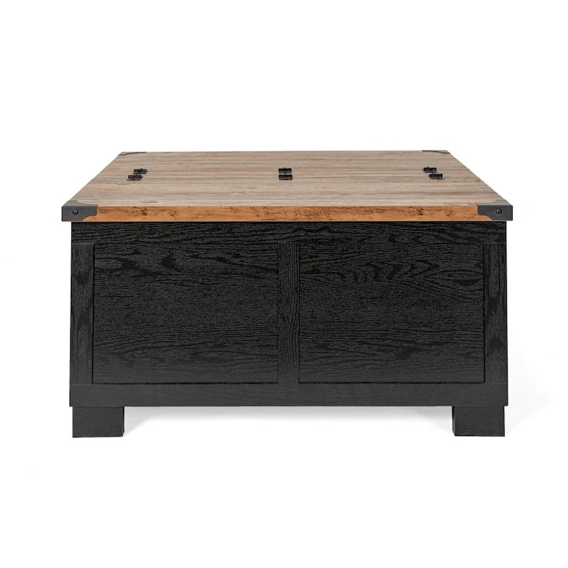 Table basse de ferme avec plateau relevable à charnière et rangement