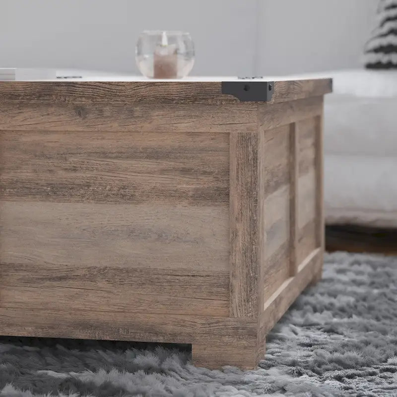Table basse de ferme avec plateau relevable à charnière et rangement