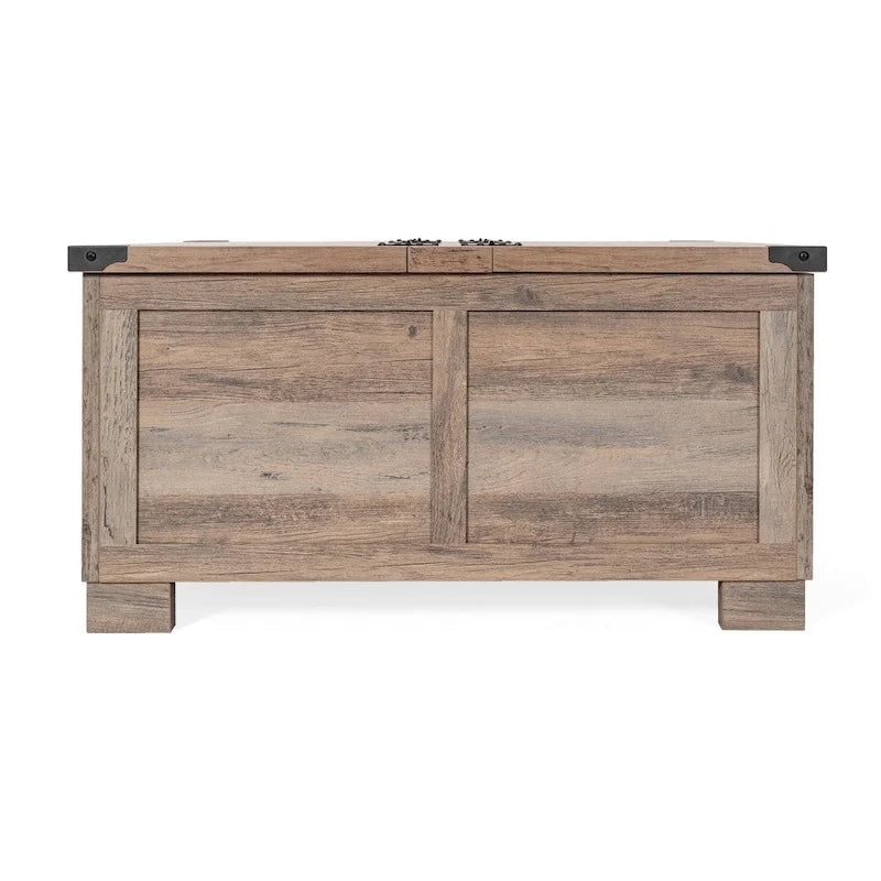Table basse de ferme avec plateau relevable à charnière et rangement