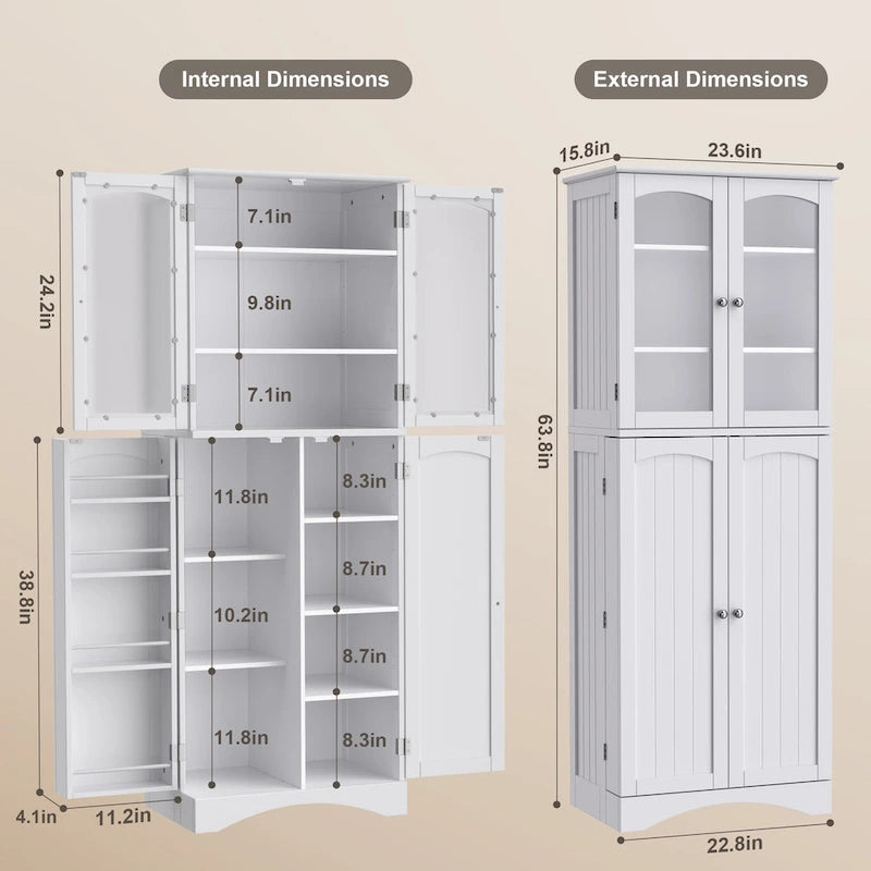 Meuble de cuisine haut de 162 cm avec étagères réglables
