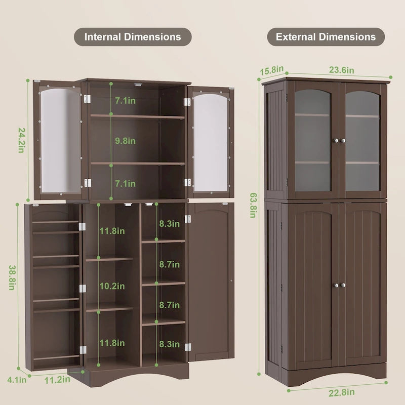 Meuble de cuisine haut de 162 cm avec étagères réglables