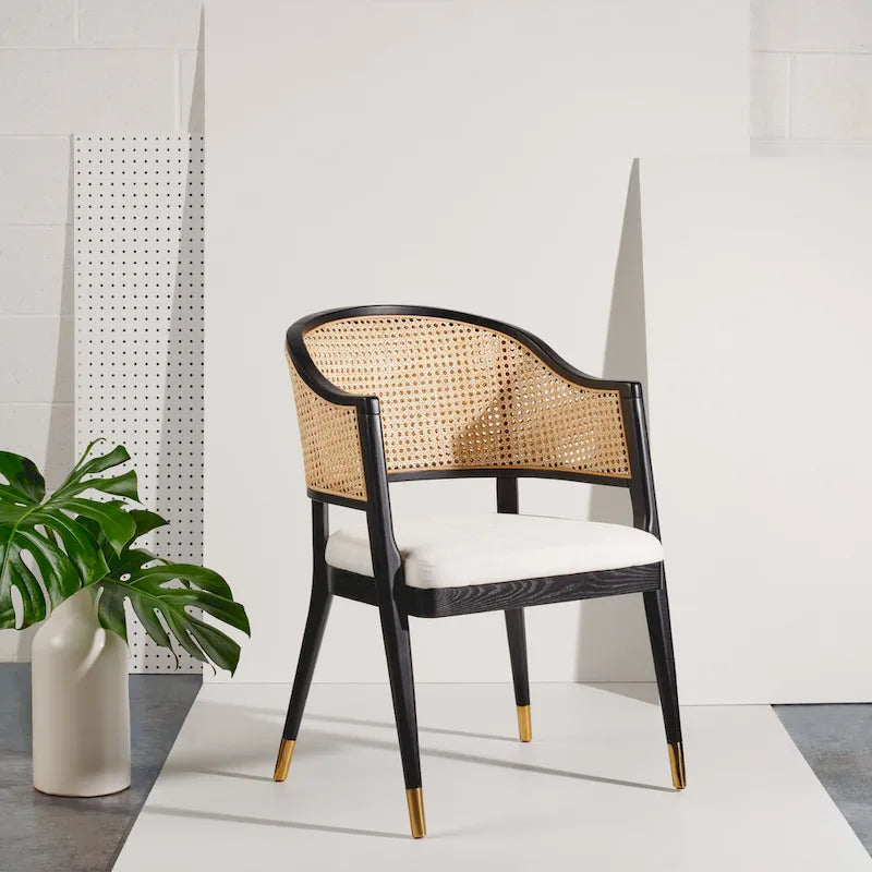 SAFAVIEH Couture Dominica Rattan Dining Chair - 23.4 W x 22.8 L x 33.6 H - 23W x 23D x 34H