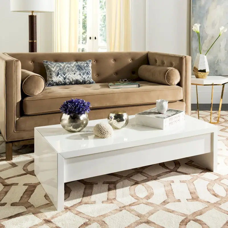 SAFAVIEH Bobbye White Lift-Top Coffee Table - 47.2 x 23.6 x 13.4 - 47Wx24Dx13H