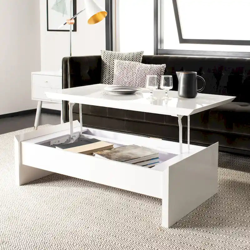 Table basse blanche relevable - 47Wx24Px13H