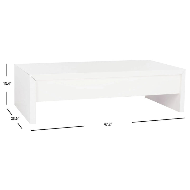 Table basse blanche relevable - 47Wx24Px13H