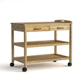 Meuble îlot de cuisine contemporain en bambou naturel Lux de Furniture of America, avec 2 tiroirs et 2 étagères