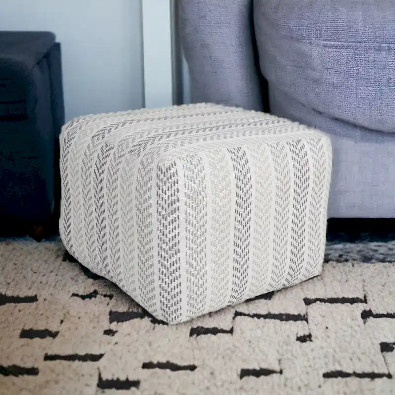 Pouf 18 gris 100 % coton