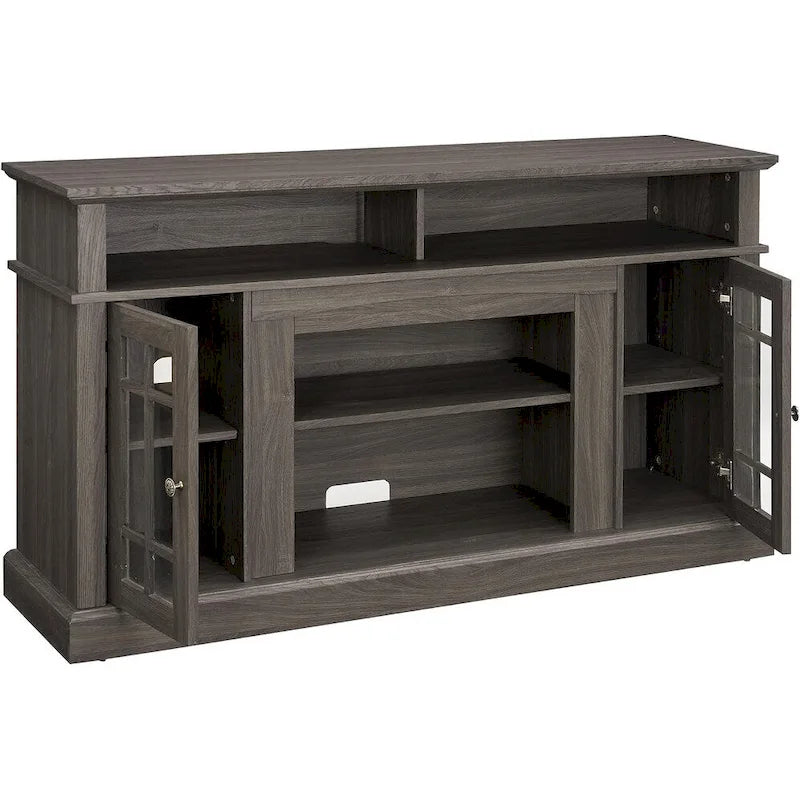 Meuble TV classique, console de divertissement moderne, jusqu'à 65 pouces, espaces de rangement ouverts et fermés