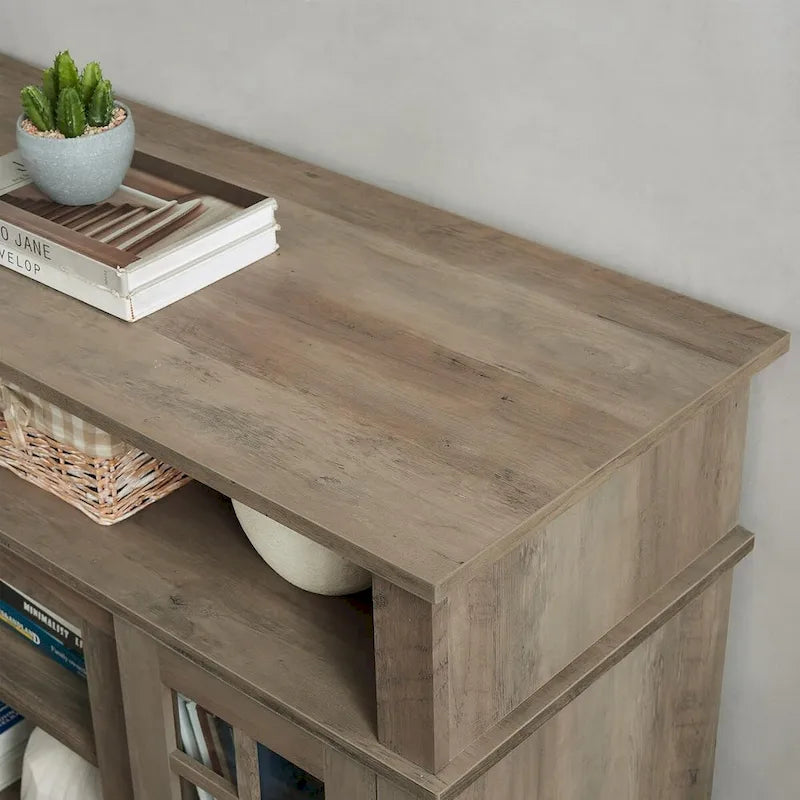 Meuble TV classique, console de divertissement moderne, jusqu'à 65 pouces, espaces de rangement ouverts et fermés