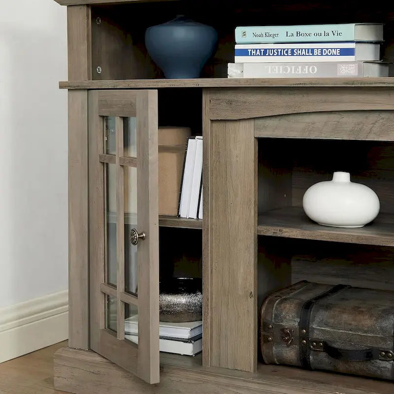 Meuble TV classique, console de divertissement moderne, jusqu'à 65 pouces, espaces de rangement ouverts et fermés