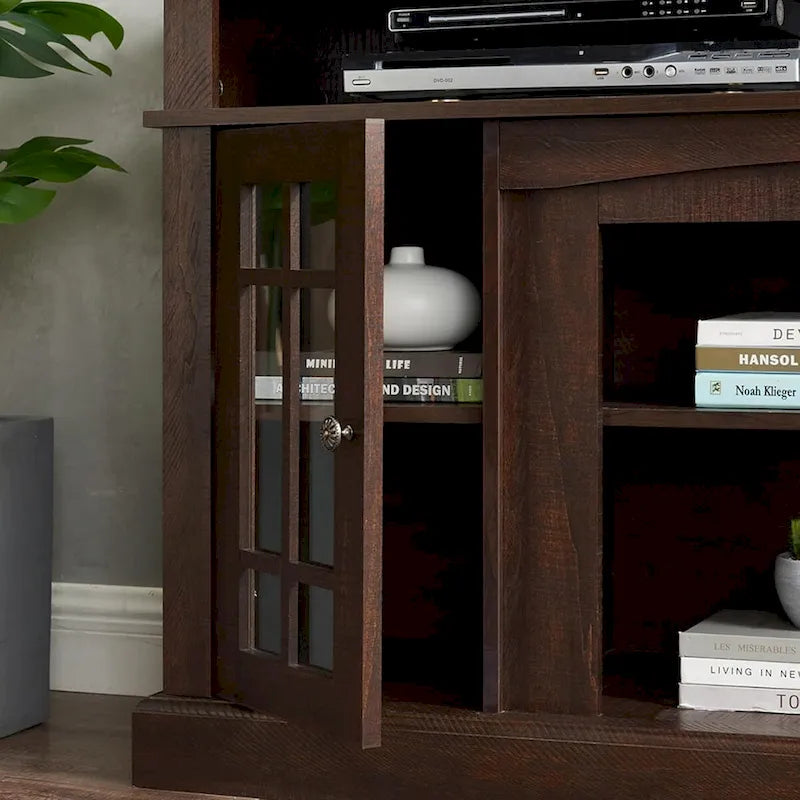 Meuble TV classique, console de divertissement moderne, jusqu'à 65 pouces, espaces de rangement ouverts et fermés