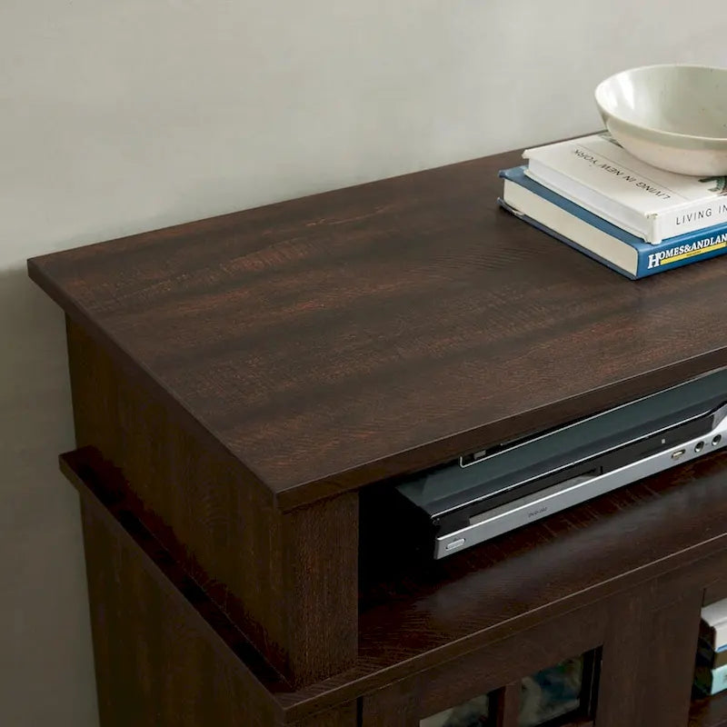 Meuble TV classique, console de divertissement moderne, jusqu'à 65 pouces, espaces de rangement ouverts et fermés