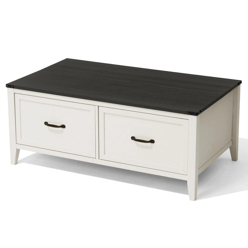 Table basse avec rangement dissimulé, 2 tiroirs et plateau relevable