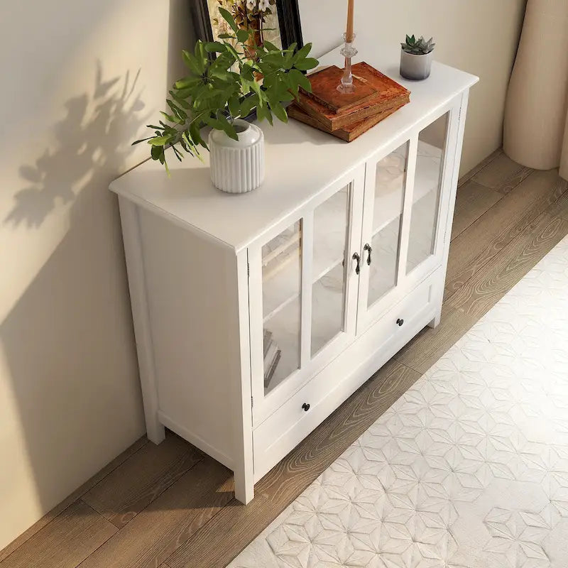 Meuble de rangement buffet avec double portes vitrées